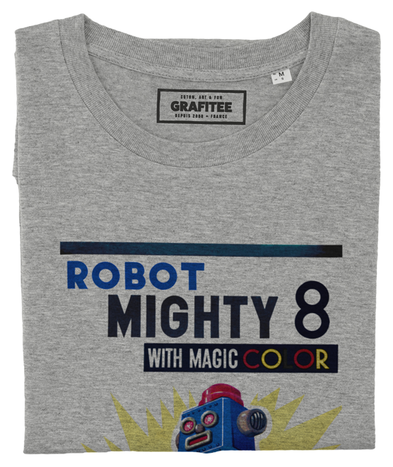 T-shirt Robot Mighty gris chiné plié