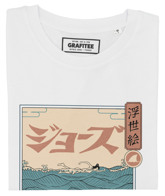T-shirt Requin Ukiyo-e blanc plié