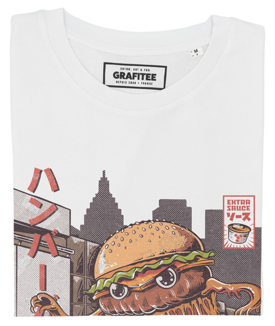T-shirt Burgerzilla blanc plié