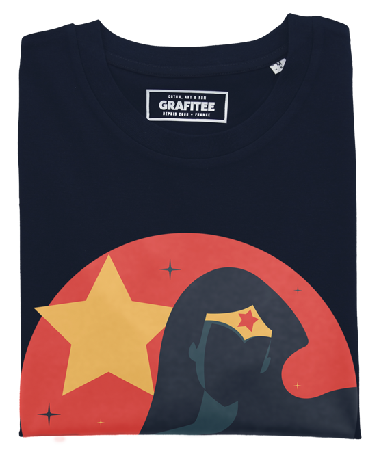 T-shirt Wonder Woman Circle navy plié