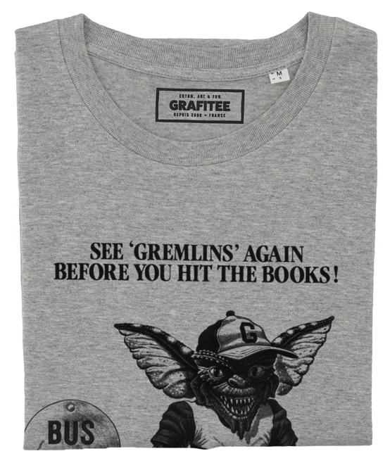 T-shirt Gremlins Back To School gris chiné plié