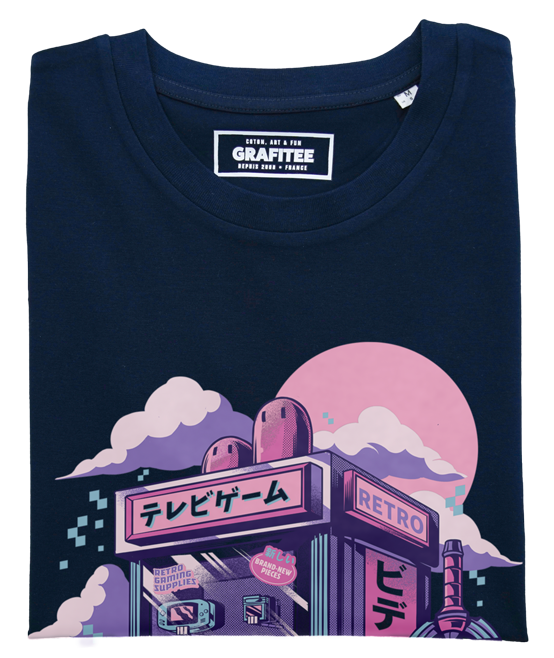 T-shirt Retro Vending Machine navy plié