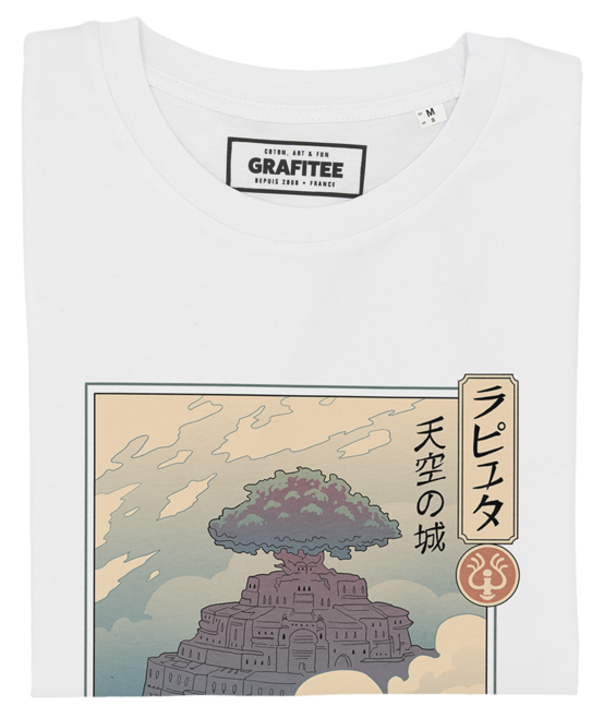 T-shirt Chateau Dans Le Ciel Ukiyo-e blanc plié