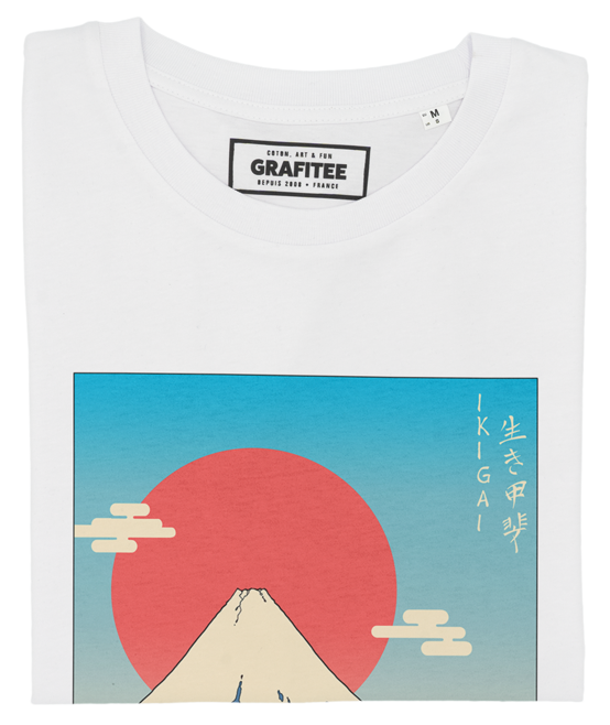 T-shirt Ikigai Mont Fuji blanc plié