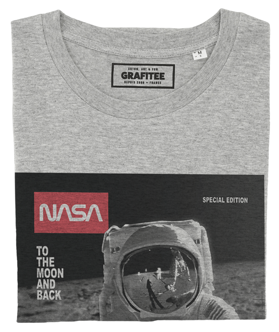 T-shirt To The Moon And Back gris chiné plié