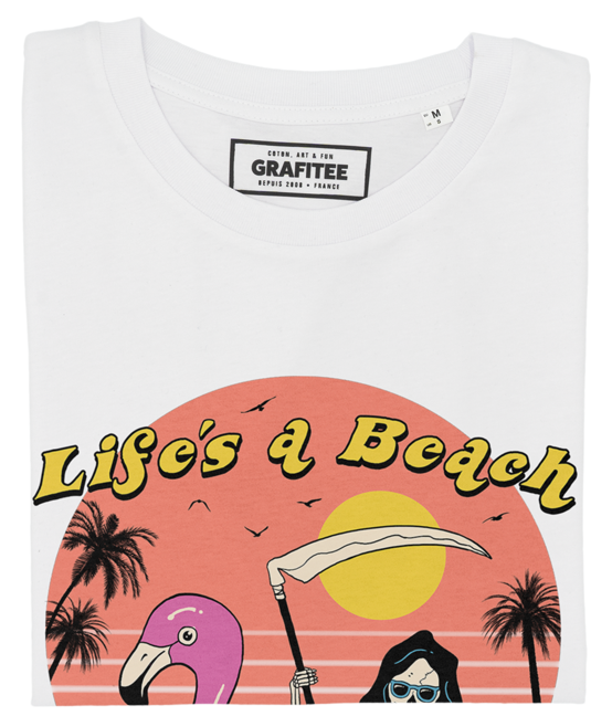 T-shirt Life's a Beach blanc plié
