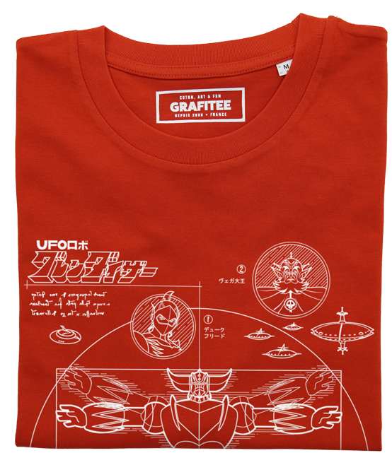 T-shirt Grendizer Blueprint rouge plié