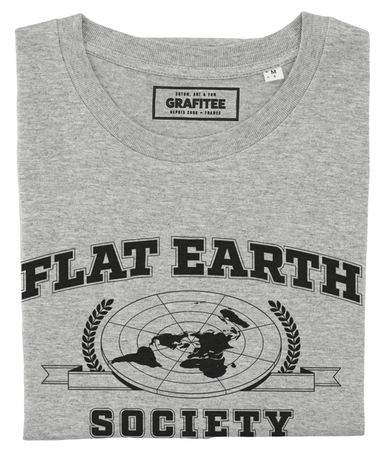 T-shirt Flat Earth Society gris chiné plié