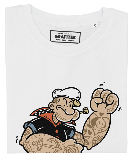 T-shirt Popeye Skateur blanc plié