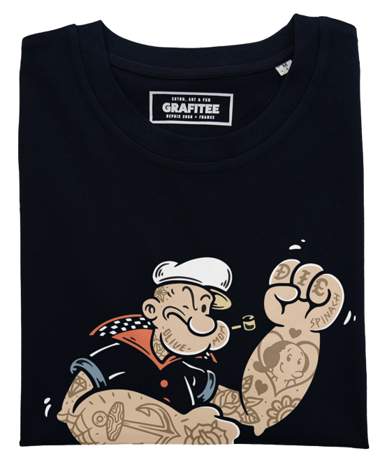 T-shirt Popeye Skateur noir plié