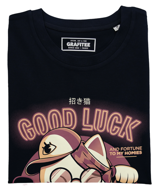 T-shirt Cool Lucky Cat noir plié