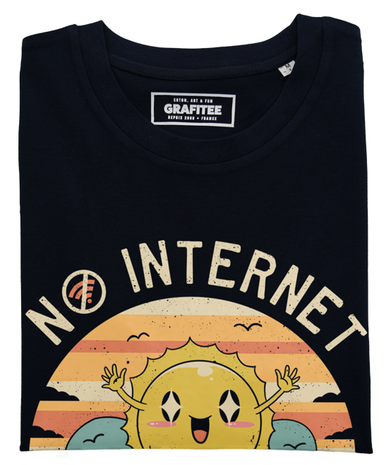 T-shirt No Internet noir plié