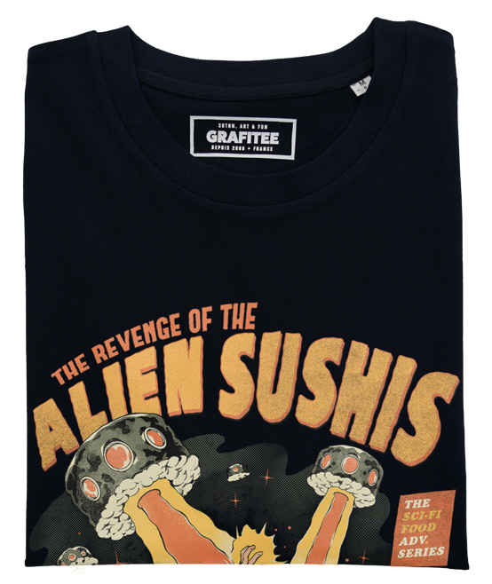 T-shirt Sushi Invasion noir plié