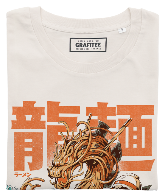 T-shirt Great Ramen Dragon blanc cassé plié