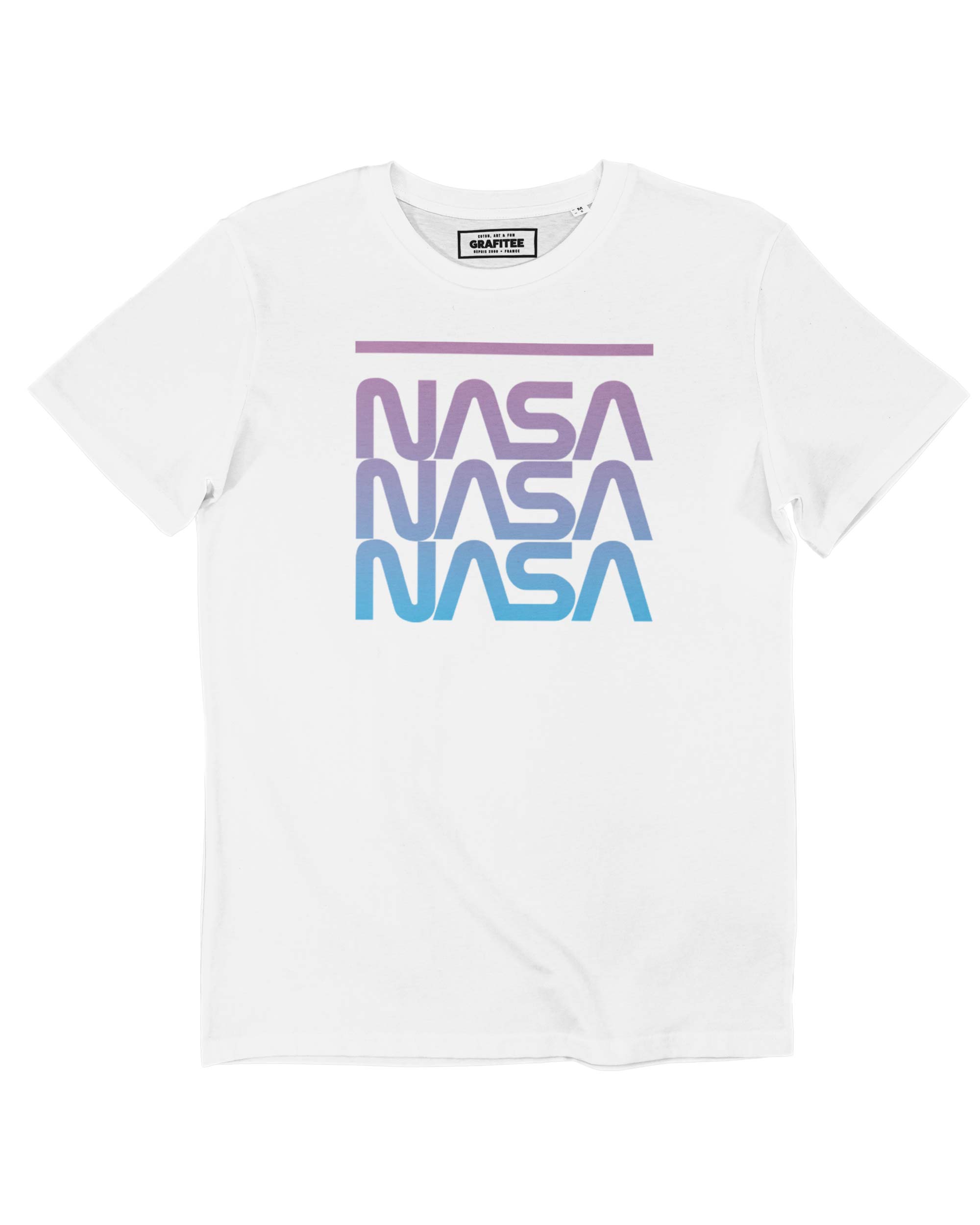 T-shirt Nasa Bleu Cosmique blanc plié