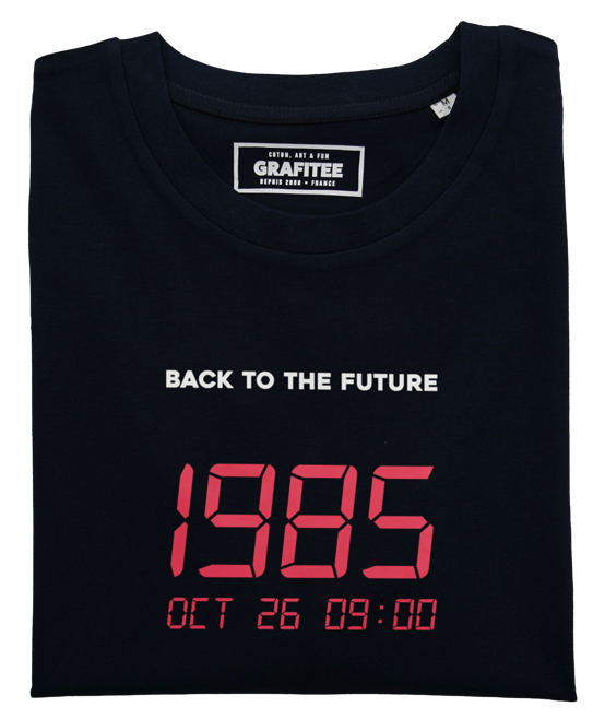 T-shirt Dates Retour vers le Futur noir plié