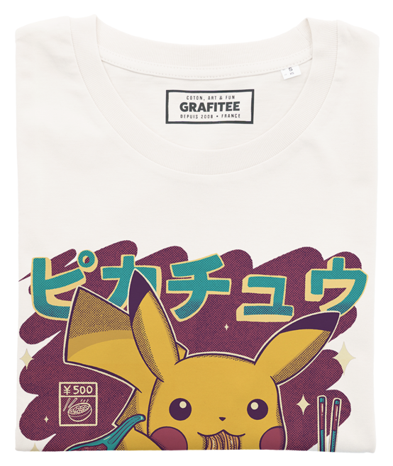 T-shirt Pikachu Ramen blanc cassé plié