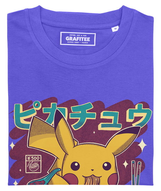 T-shirt Pikachu Ramen violet plié