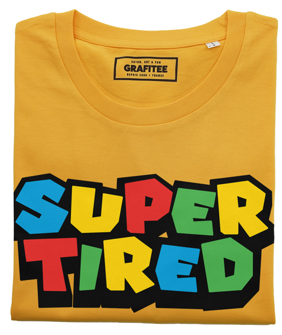 T-shirt Super Tired jaune plié