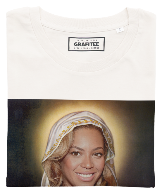 T-shirt La Vierge Beyonce blanc cassé plié