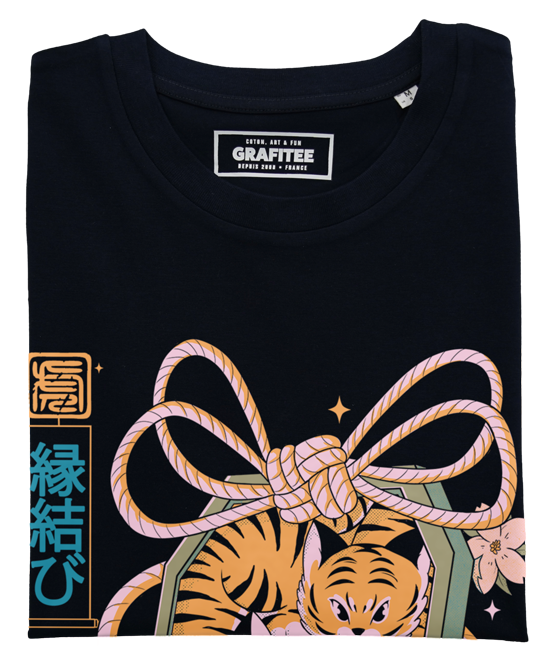 T-shirt Omamori Tiger noir plié