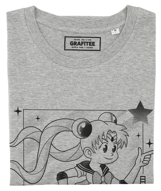T-shirt Sailor Moon Comics gris chiné plié