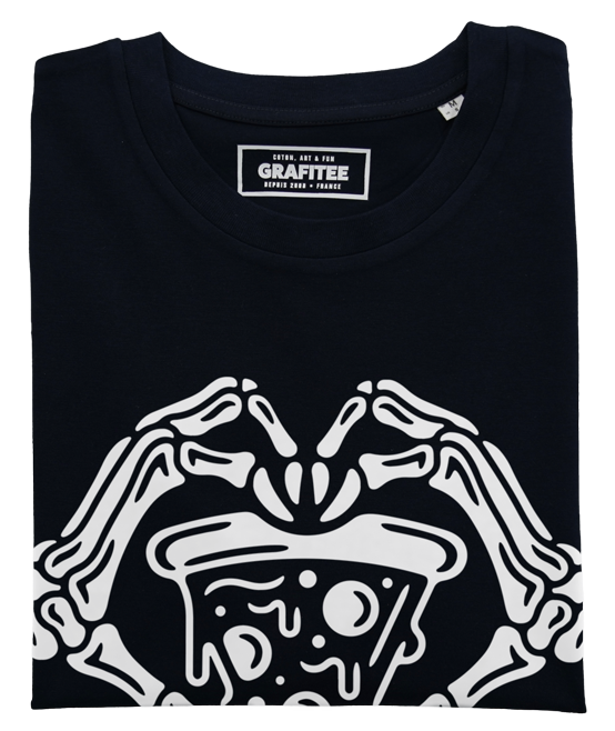 T-shirt Pizza Skeleton noir plié
