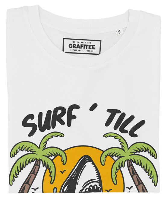 T-shirt Surf Until Death blanc plié