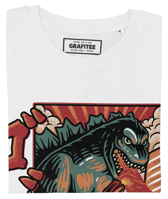 T-shirt Godzilla Fire blanc plié