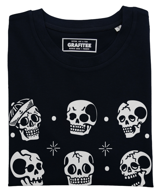 T-shirt Skull Pattern noir plié