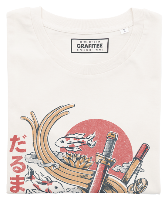 T-shirt Ramen et Daruma blanc cassé plié