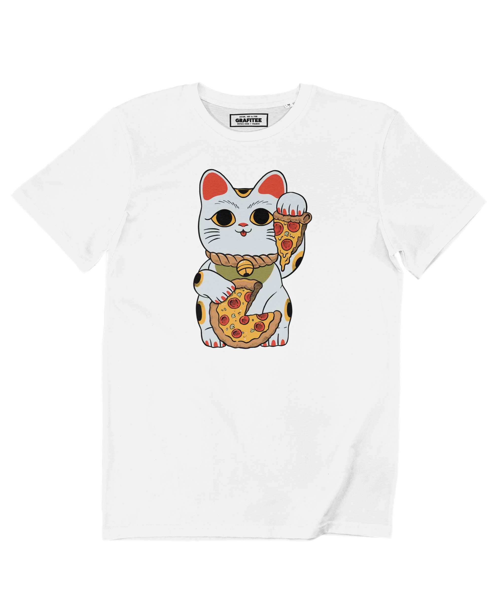 T-shirt Pizza de la Chance blanc plié