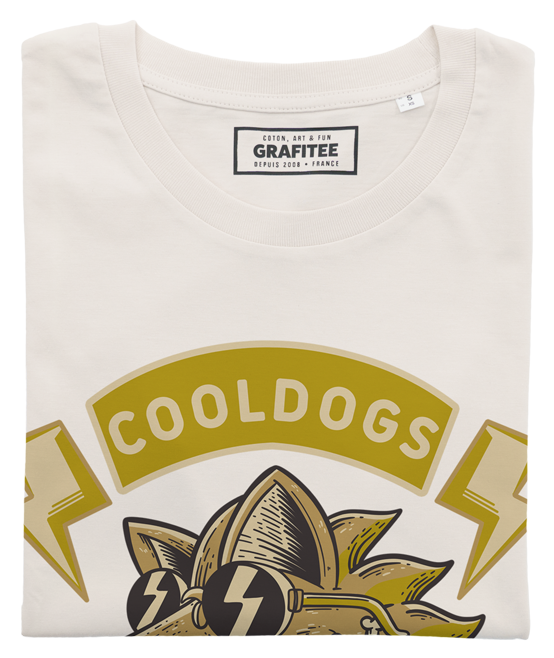 T-shirt Cool Dogs Never Die blanc cassé plié