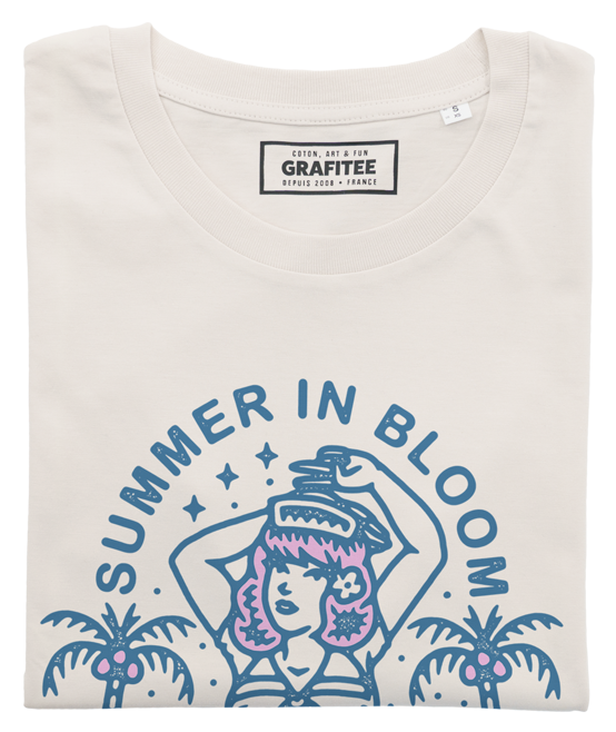 T-shirt Été en Fleurs blanc cassé plié