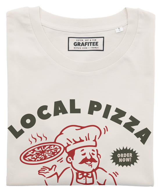 T-shirt Local Pizza blanc cassé plié