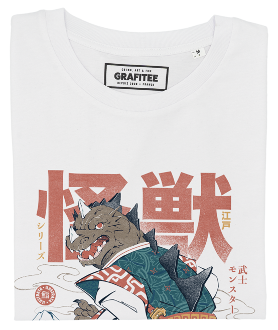 T-shirt Kaiju Samurai blanc plié