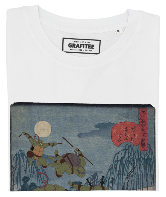 T-shirt Floating Turtles blanc plié