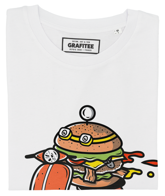 T-shirt Fast Food blanc plié