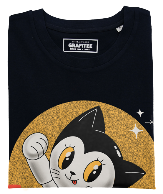 T-shirt Astro-cat noir plié