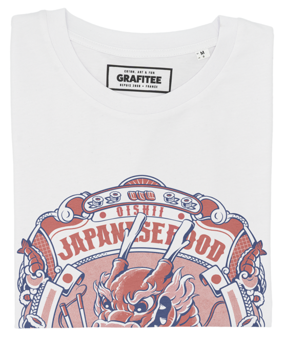 T-shirt Japanese Food Club blanc plié