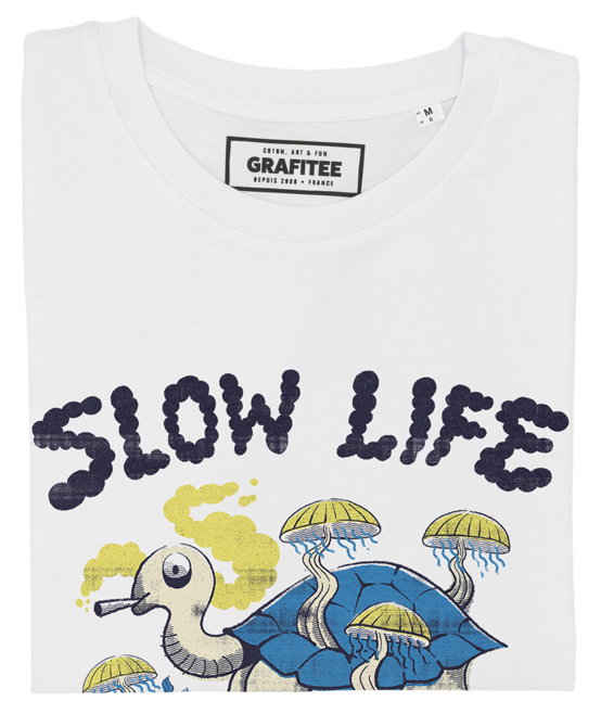 T-shirt Slow Life Method blanc plié