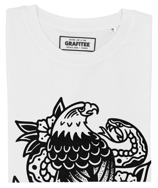 T-shirt Snake Eagle Skull blanc plié