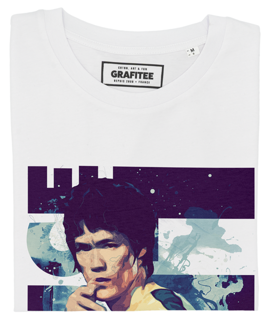 T-shirt Bruce Lee Art blanc plié