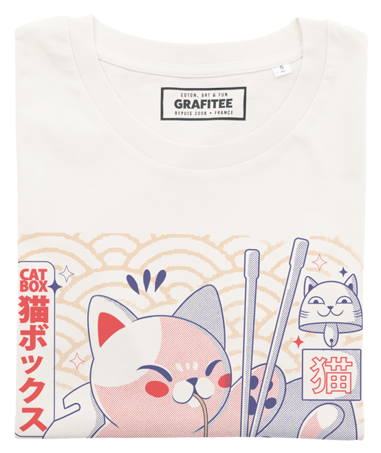 T-shirt Catbox blanc cassé plié