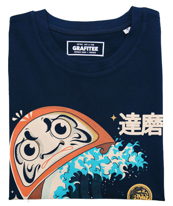 T-shirt Big Wave and Daruma navy plié