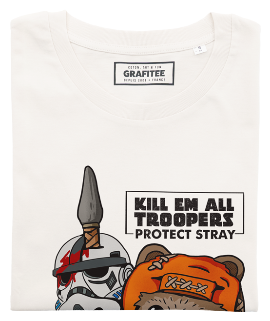 T-shirt Kill All Troopers blanc cassé plié