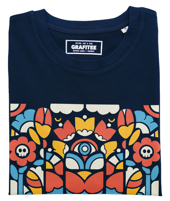 T-shirt Fleur de la Mort navy plié