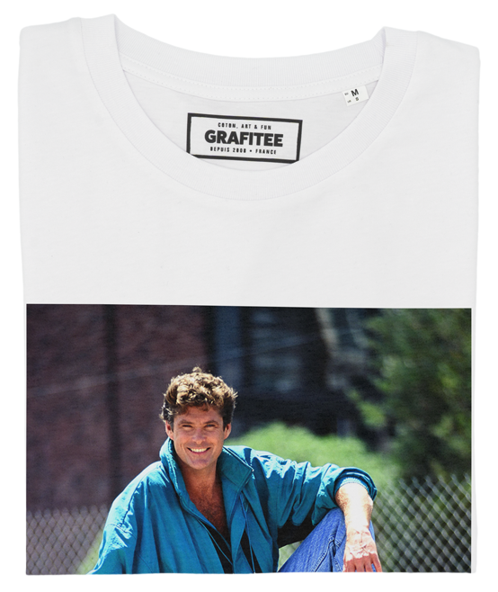 T-shirt David Hasselhoff Voiture blanc plié