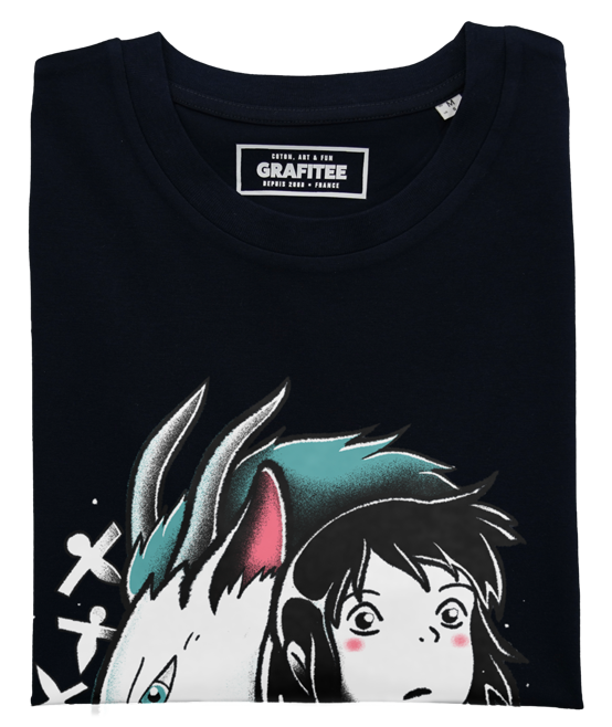 T-shirt La Petite Fille, Le Dragon et la Fleur noir plié