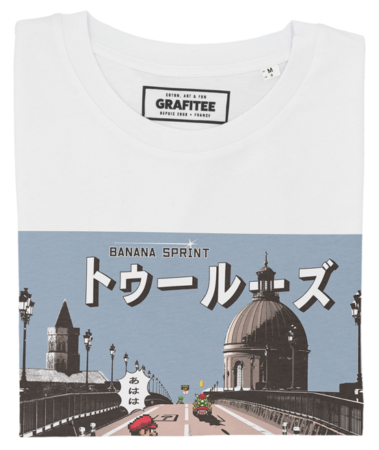 T-shirt Banana Sprint blanc plié